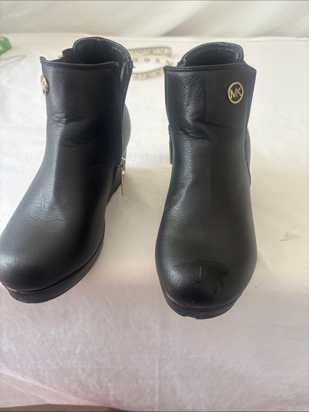Michael Kors Black Leather Ankle Boots - Sleek Platform Heel
